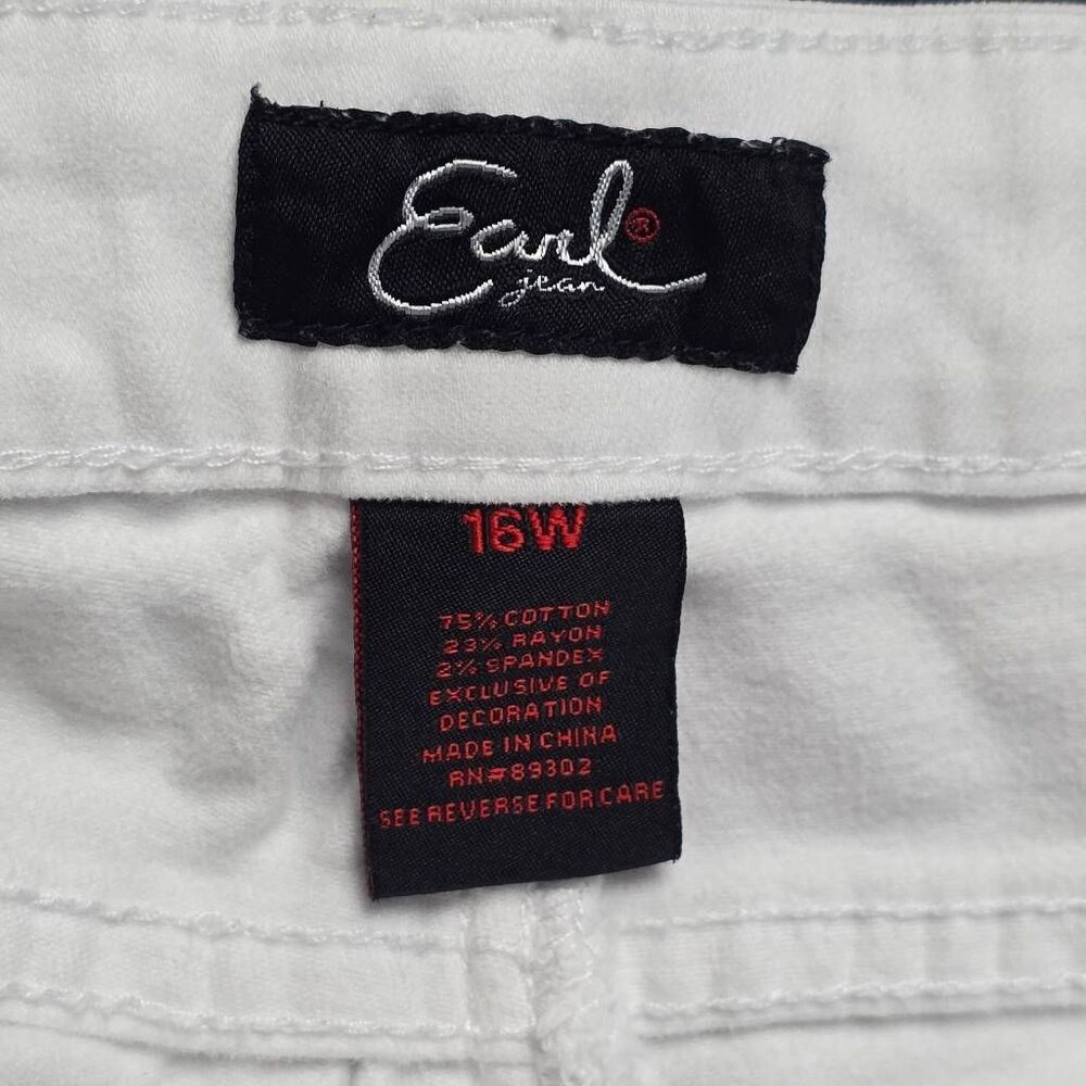 Earl Jean Womens White Capri Jeans 16W Embellished - Picture 5 of 8